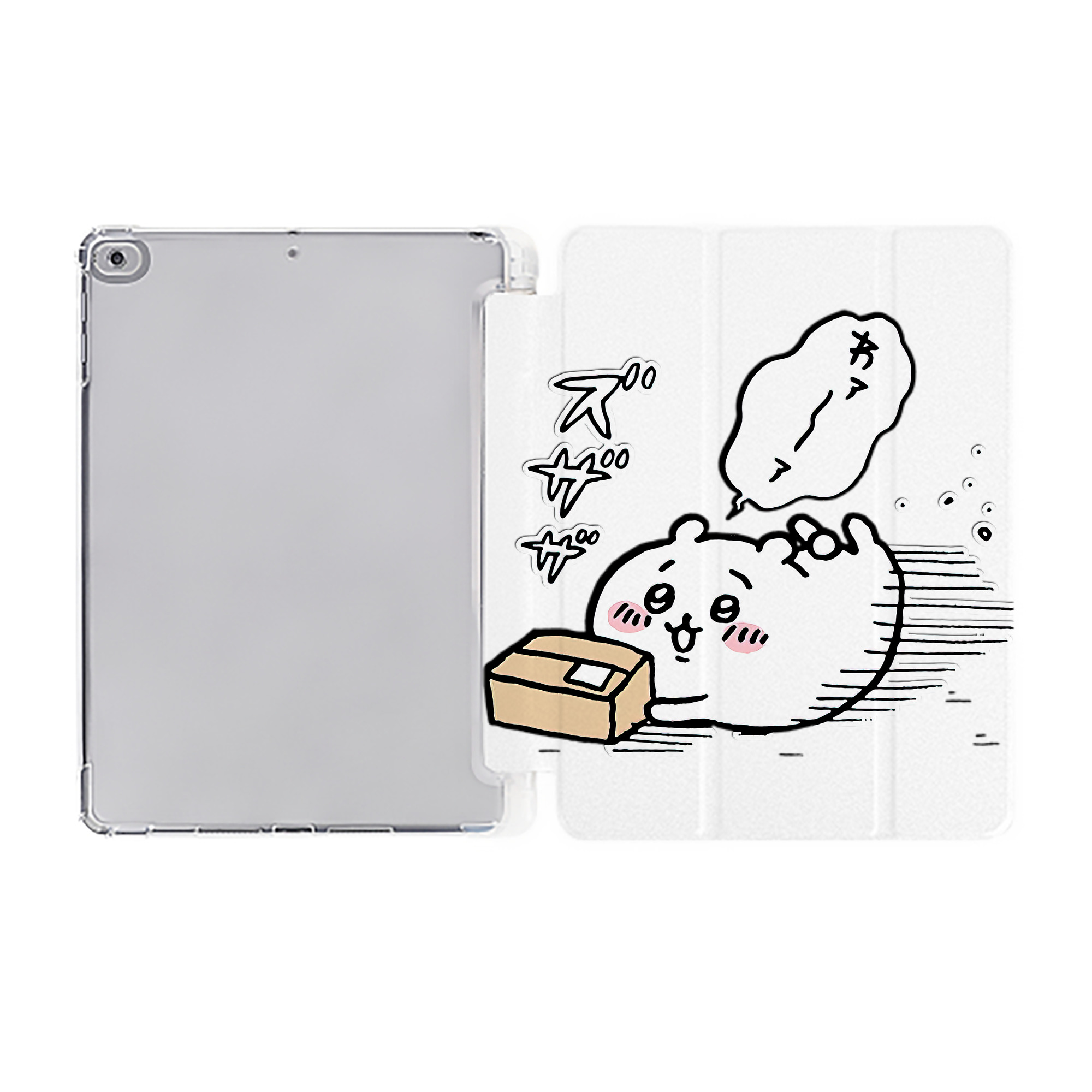 （画像用） ちいかわ ちいかわ Chii-kawa chiikawa IPad ケース ペン収納付き 三つ折りスタンド PUレザー×シリコン 対応機種9.5/10.5/10.9インチ